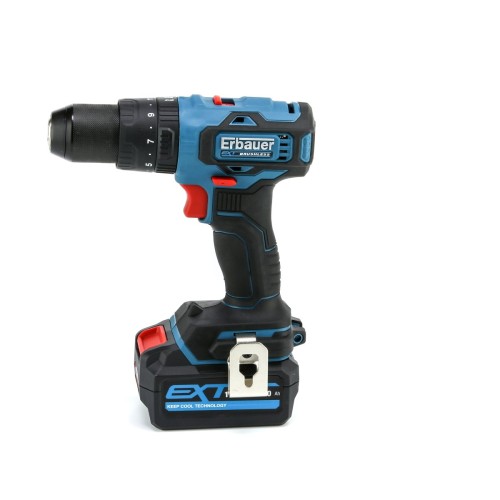 Taladro percutor 18V con batería 4Ah Brushless + maletín 49 accesorios Erbauer