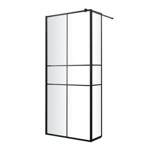 Mampara de ducha con panel Izza negro 90 cm y 30 cm