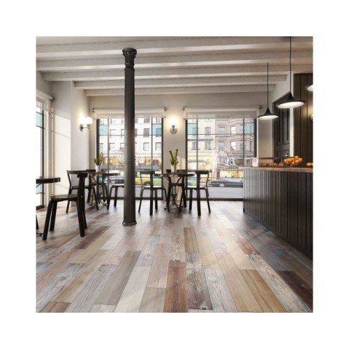 Suelo porcelánico gran formato madera multicolor 22,5x90 cm C1 Mónaco